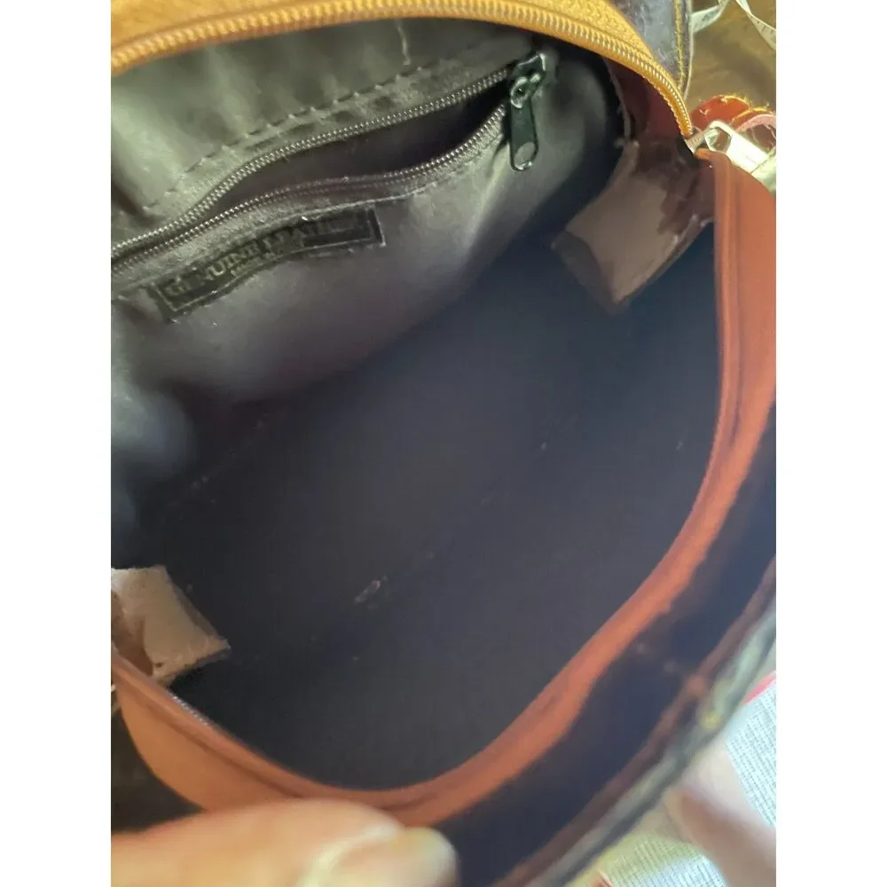 Persaman New York Genuine Leather Crossbody Bag Made in Italy Black Brown 9x8